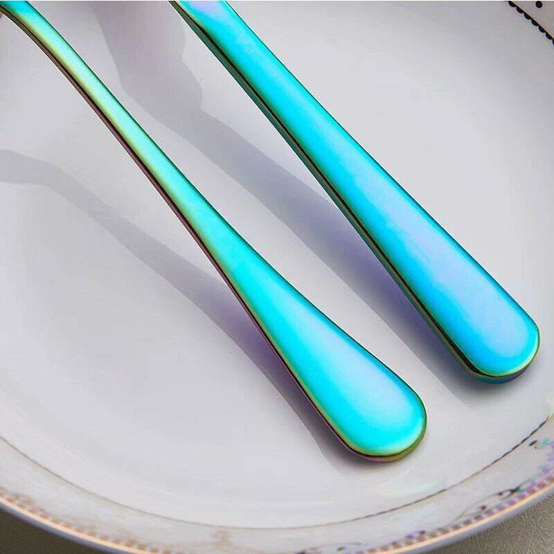 24 Pcs Deluxe Stainless Steel Knife Fork Spoon Teaspoon Kitchen Cutlery Set