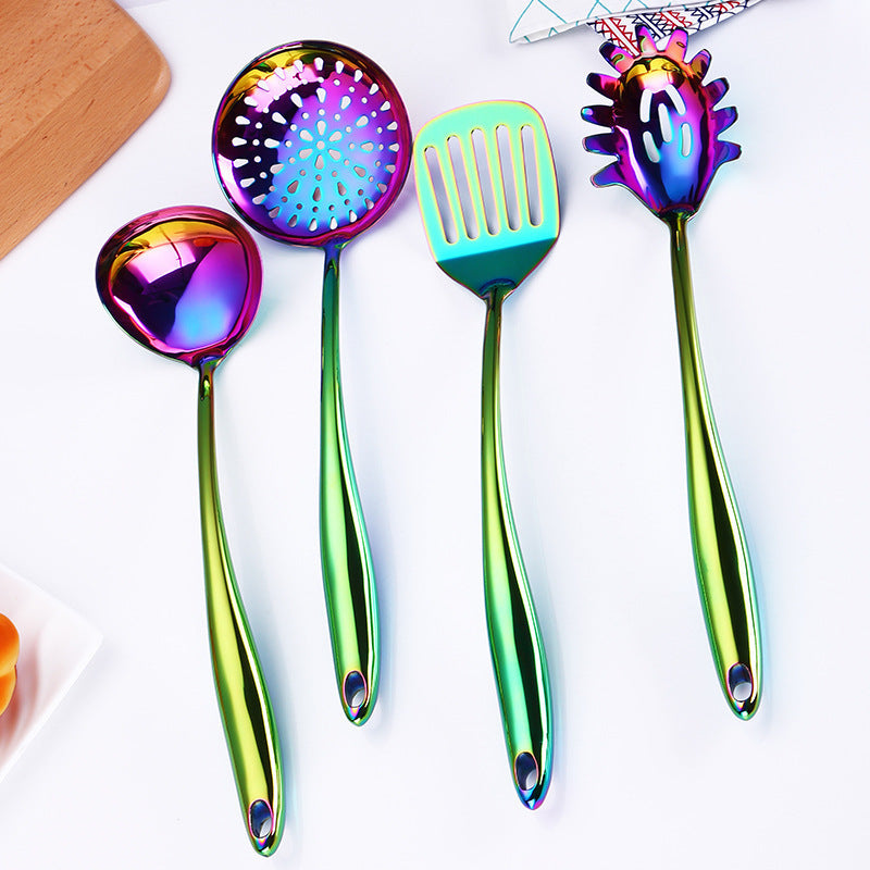 Rainbow Kitchen Tools Cooking Utensils Restaurant Cookware Kitchenware Set Soup Ladle Colander Spoon Slotted Turner