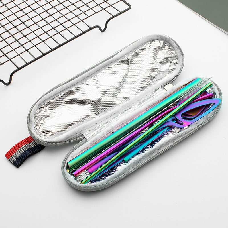 Stainless Steel Straw Combination Knife Fork Spoon