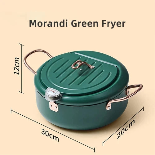 Kitchen Oil Frying Pot 304 Stainless Steel Induction Temperature Control Fried Fish Shrimp Chicken Pot Mini Fryer Pan Cooking