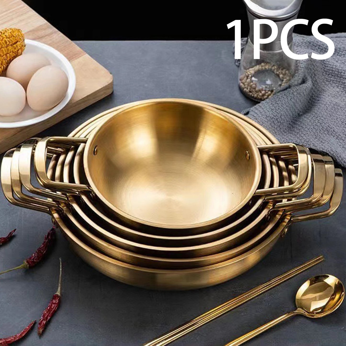 Korean Ramen Pot Multipurpose Fast Heating Double Ear Stockpot Pan Dry Pots Household Seafood Pot Instant Noodle Pot