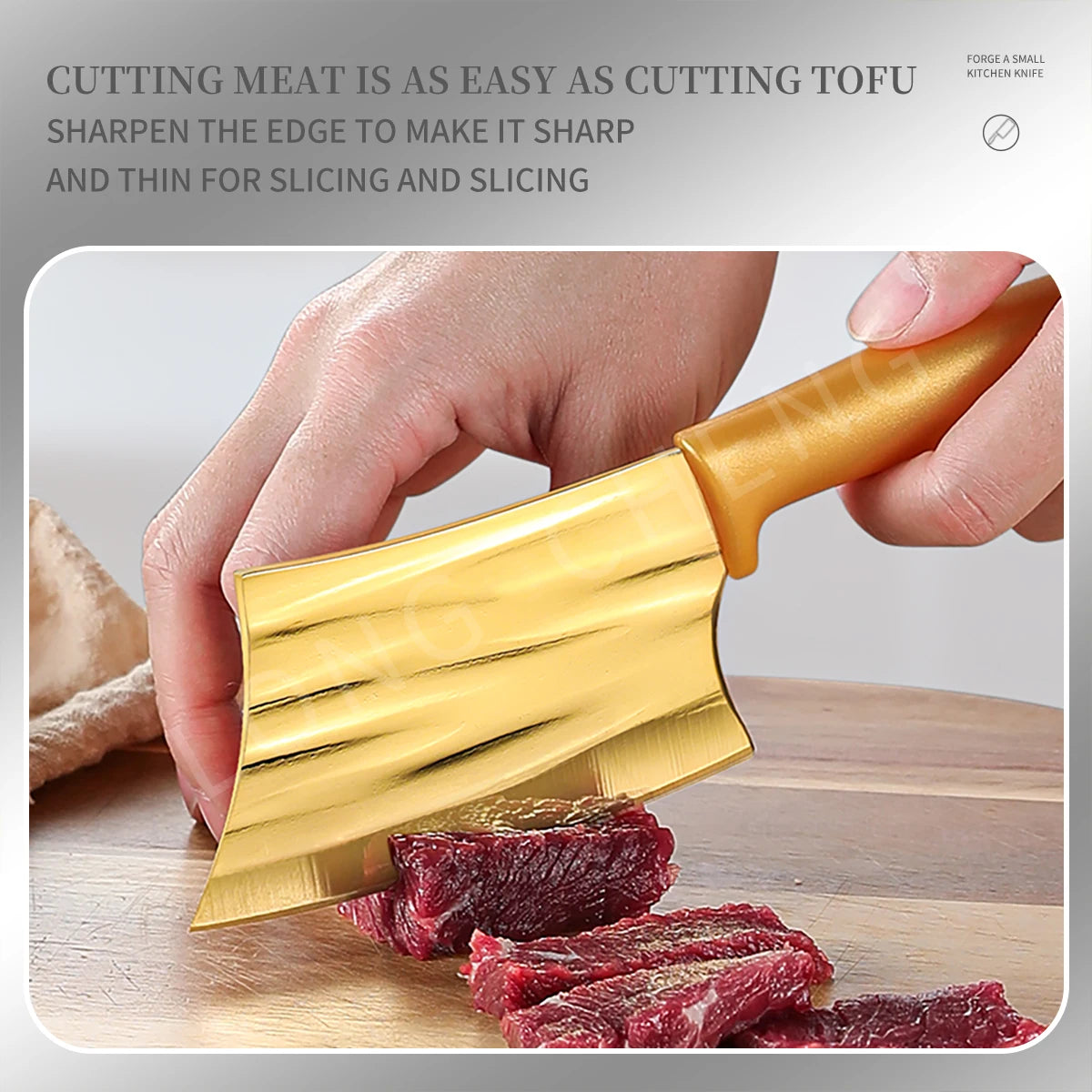 Dazzling Golden Kitchen Knives Stainless Steel Chef Knife Rainbow Fruit Vegetable Chopping Knife Fish Boning Knife