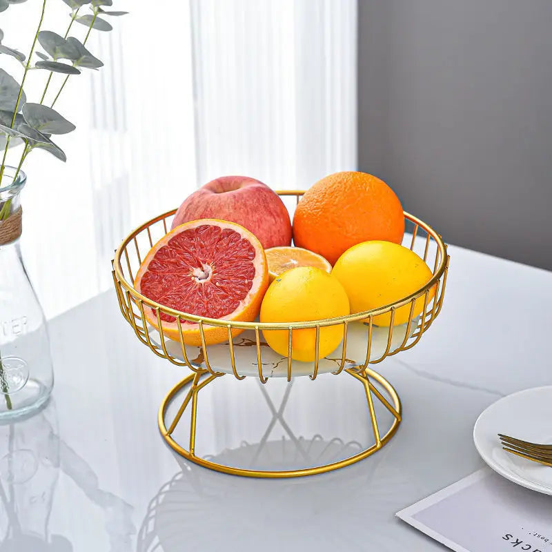 Fruit Dish Metal Wire Fruit Basket With Base Creative Fruit Bowl Home Living Room Coffee Table Candy Snack Tray Fruit Tray