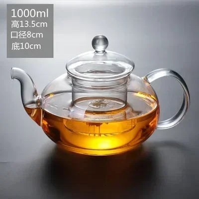 Heat Resistant Glass Teapot Clear Japaness Style Tea Pot with Infuser for Flower Chinese Puer Tea Portable Tea Kettle 400-1000ml