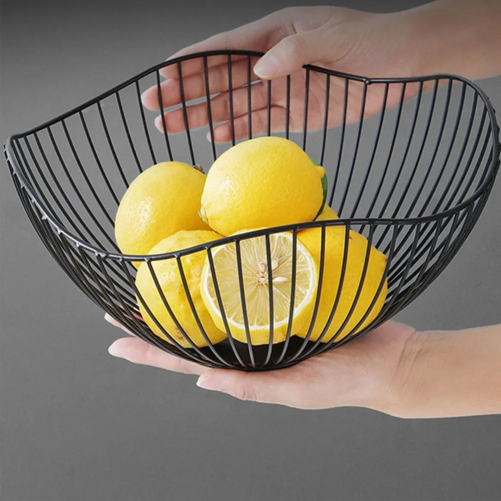 Simple Metal Fruit Basket Modern Fruit Basin Iron Snack Bread Vegetable Storage Bowls Home Kitchen Eggs Dessert Holder Organizer