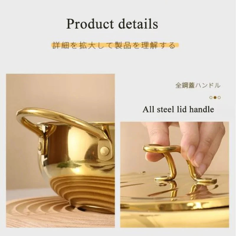 Gold plated version 20/24/28cm Stainless Steel Soup Cookware Nonstick Casserole High Temperature Resistance Soup Pot With Lid