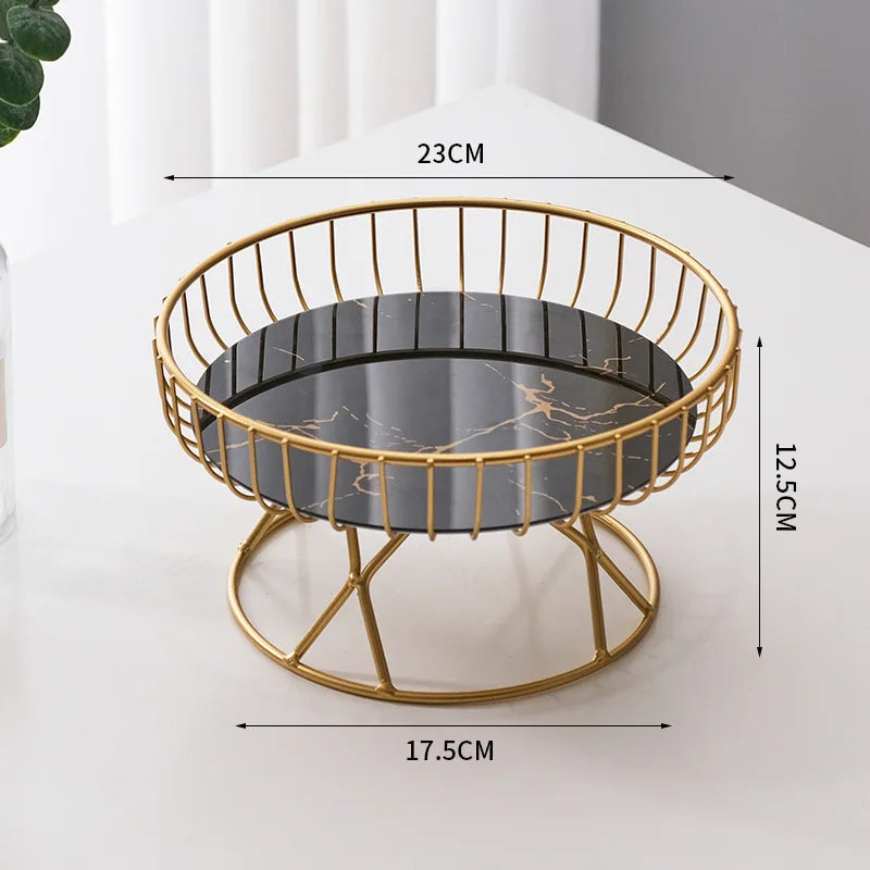 Fruit Dish Metal Wire Fruit Basket With Base Creative Fruit Bowl Home Living Room Coffee Table Candy Snack Tray Fruit Tray