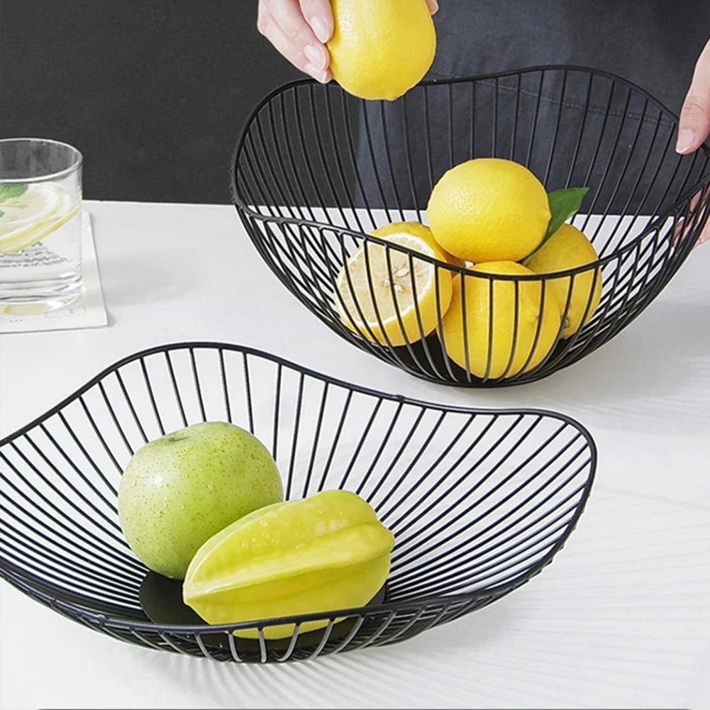Simple Metal Fruit Basket Modern Fruit Basin Iron Snack Bread Vegetable Storage Bowls Home Kitchen Eggs Dessert Holder Organizer