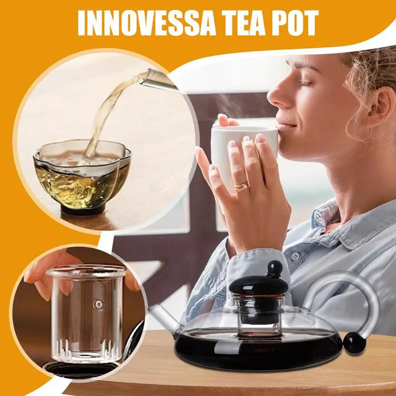 Glass Teapot with Infuser Glass Electric Kettle Glass Tea Kettle Hot Tea Maker with Handle and Tea Infuser