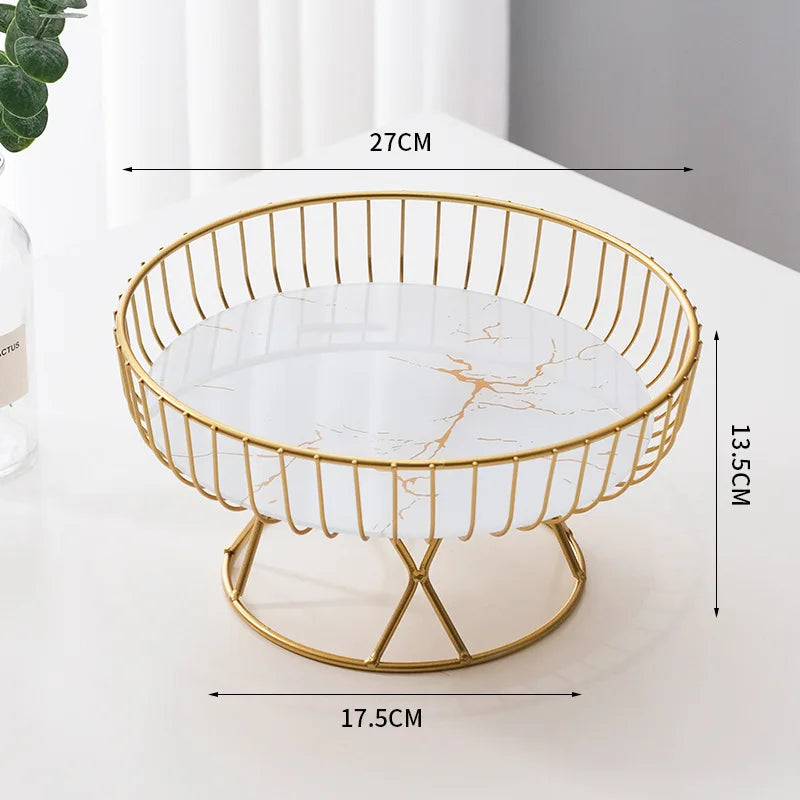 Fruit Dish Metal Wire Fruit Basket With Base Creative Fruit Bowl Home Living Room Coffee Table Candy Snack Tray Fruit Tray