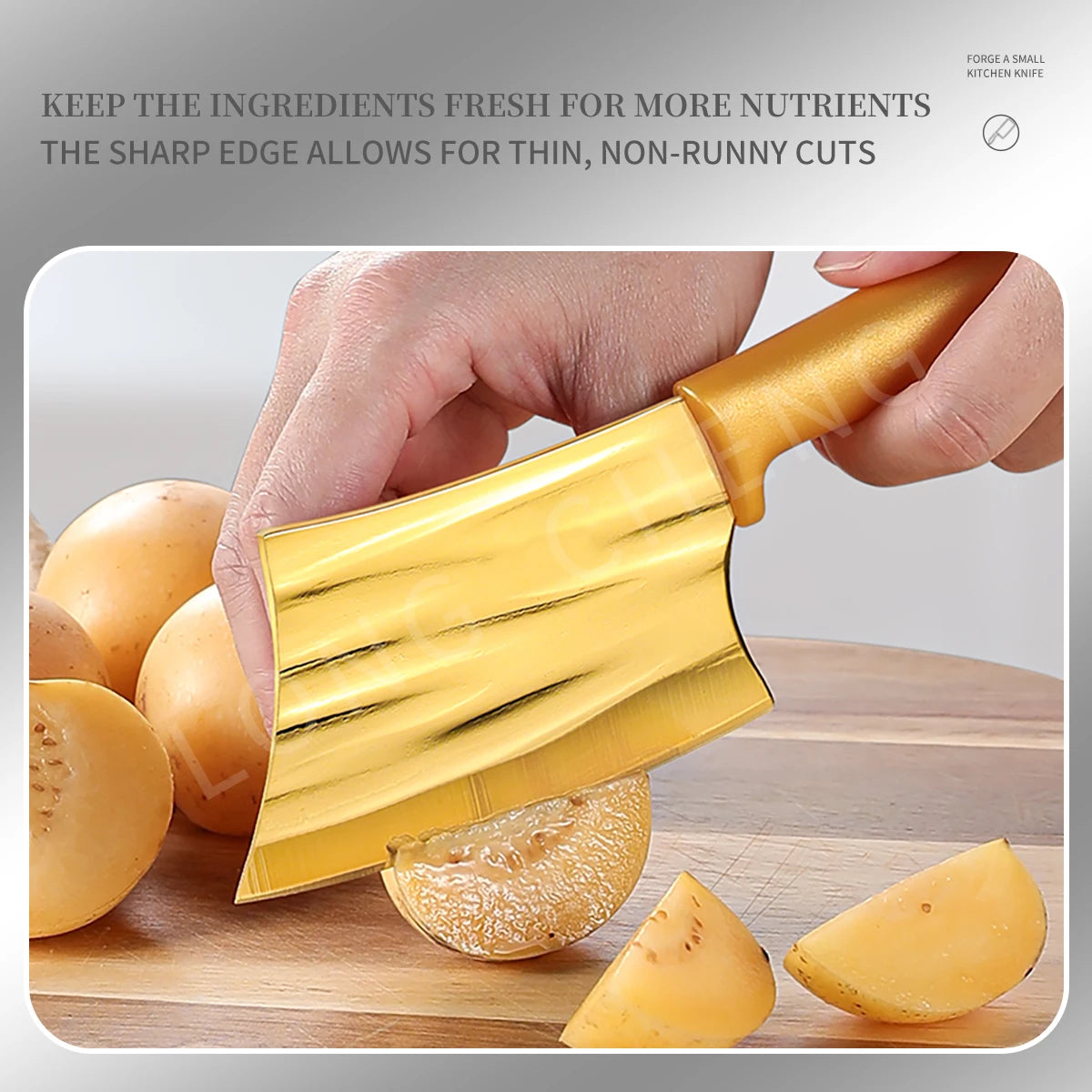Dazzling Golden Kitchen Knives Stainless Steel Chef Knife Rainbow Fruit Vegetable Chopping Knife Fish Boning Knife