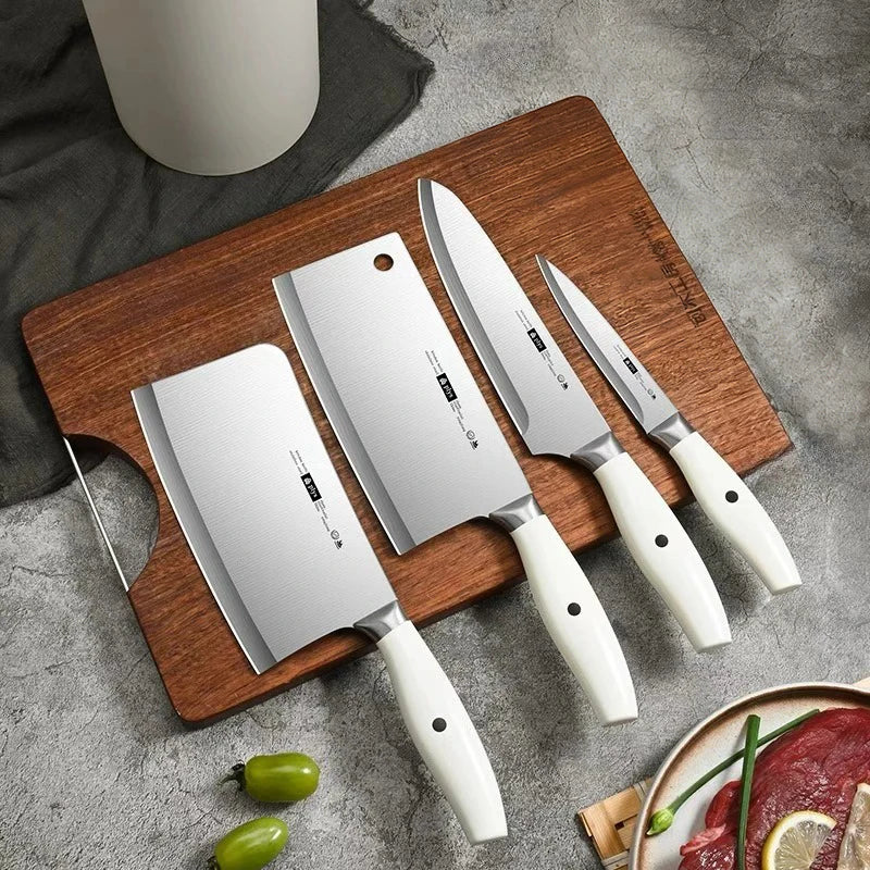 6-Piece Kitchen Knife Set with Sharpener & Storage-Stainless Steel Bone Cleaver, Chef & Fruit Knives,Complete Home Cutting Tools