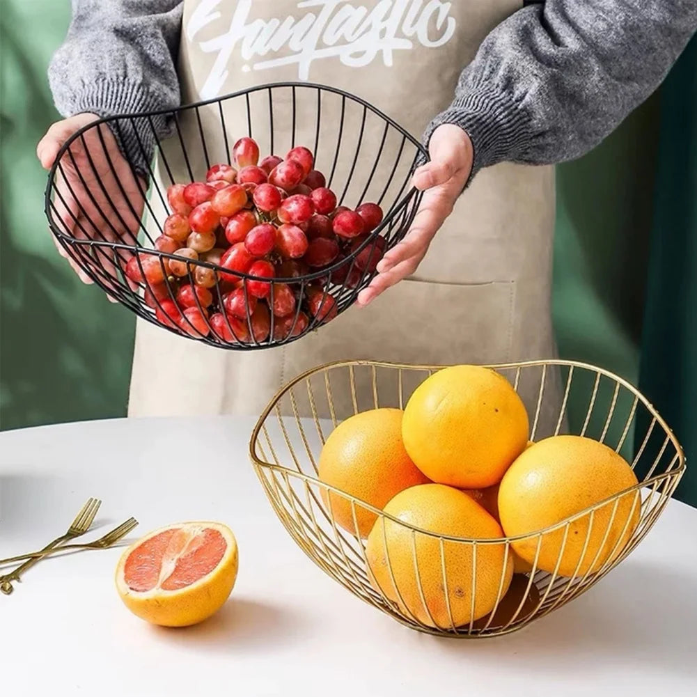 Simple Metal Fruit Basket Modern Fruit Basin Iron Snack Bread Vegetable Storage Bowls Home Kitchen Eggs Dessert Holder Organizer