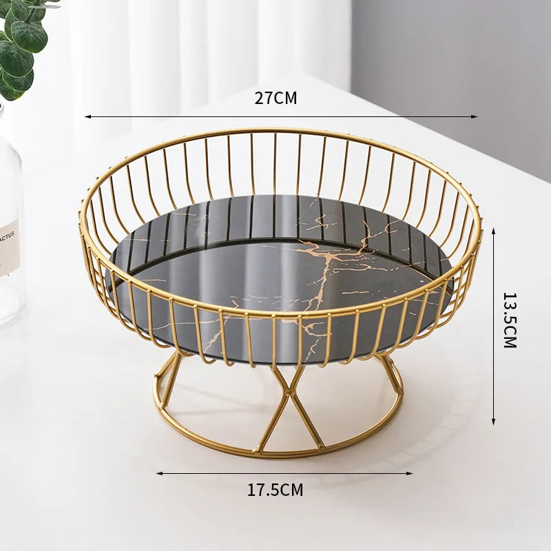 Fruit Dish Metal Wire Fruit Basket With Base Creative Fruit Bowl Home Living Room Coffee Table Candy Snack Tray Fruit Tray