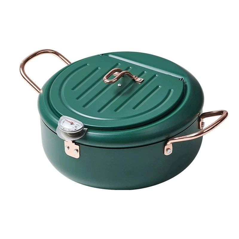 Kitchen Oil Frying Pot 304 Stainless Steel Induction Temperature Control Fried Fish Shrimp Chicken Pot Mini Fryer Pan Cooking