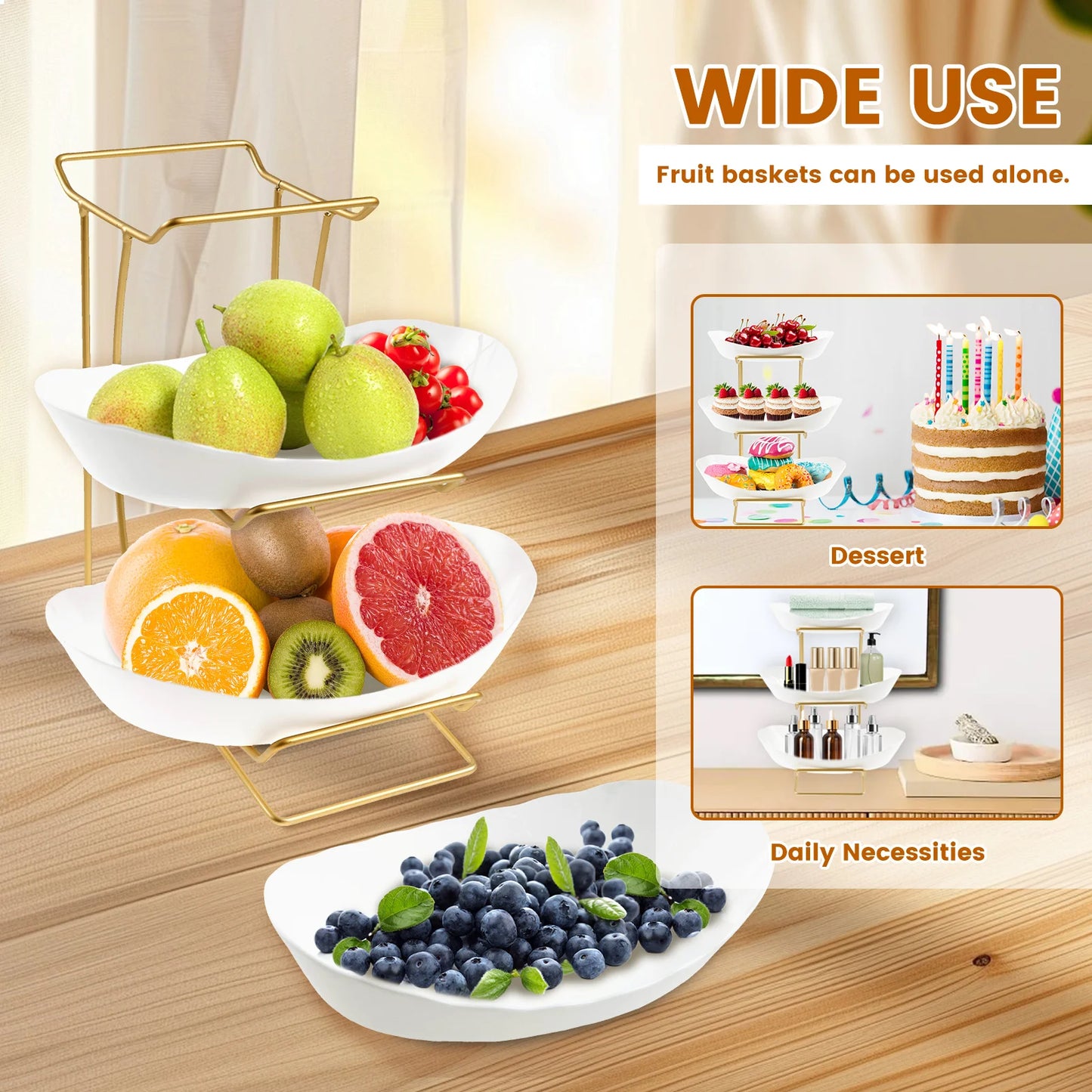 3 Layer Fruit Plate Home Living Room Plastic Snack Dish Creative Modern Dried Fruit Basket Candy Dish Cake Stand Salad Bowl