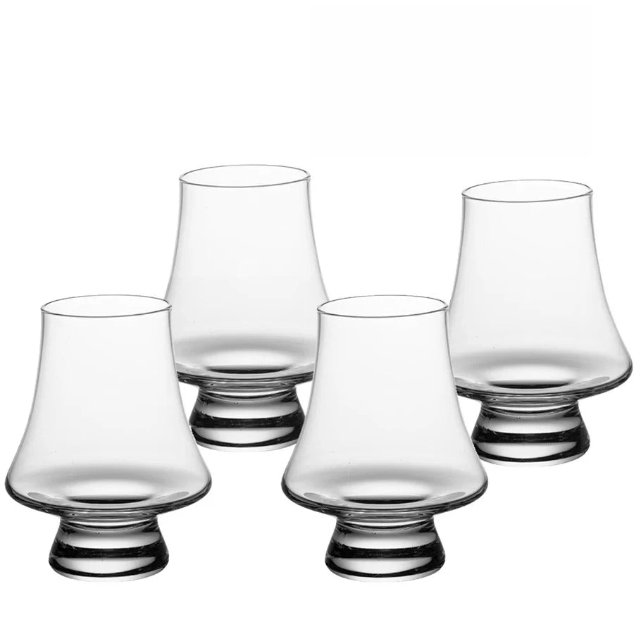 Whiskey Crystal Glass Set, 4 Pack Tasting Glass 9 Ounces Clear Lead Free Wine Glass Bar Party Wedding Drinking Glassware