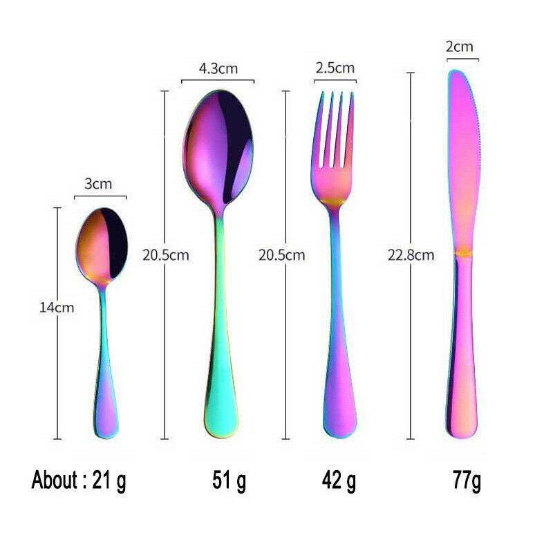 24 Pcs Deluxe Stainless Steel Knife Fork Spoon Teaspoon Kitchen Cutlery Set