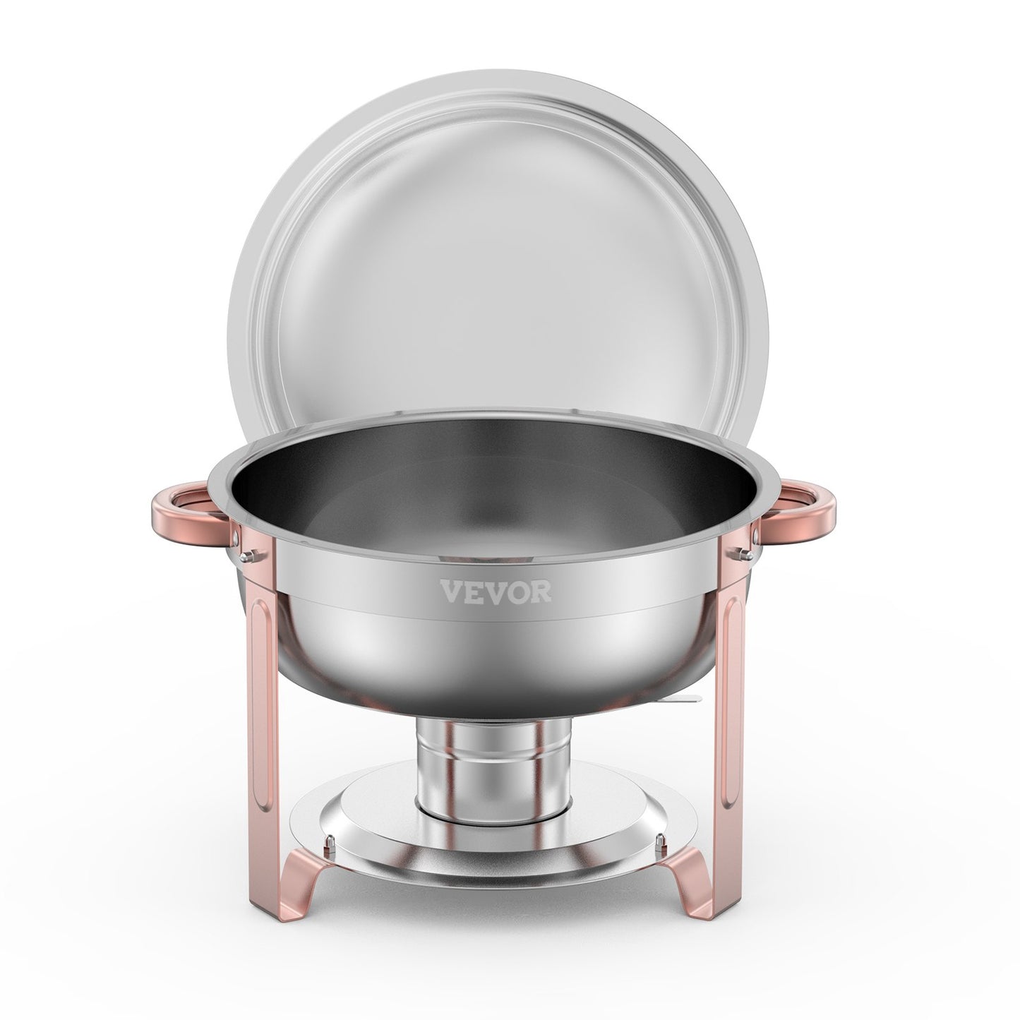 5 Qt 4 Pack Round Chafing Dish Buffet Set Fullsize Pan Stainless Steel Rose Gold