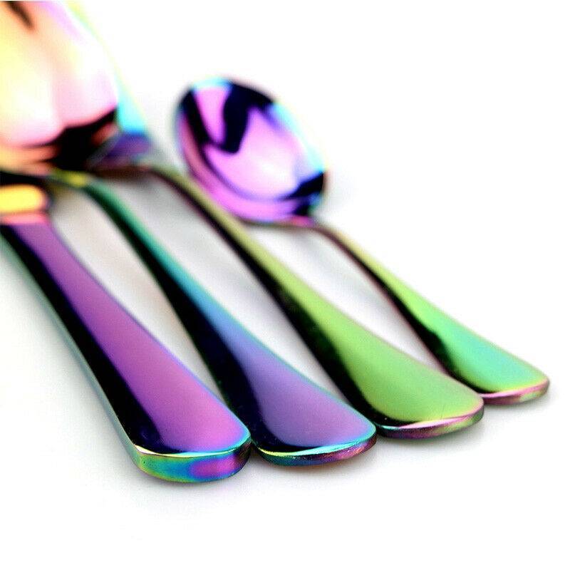 24 Pcs Deluxe Stainless Steel Knife Fork Spoon Teaspoon Kitchen Cutlery Set