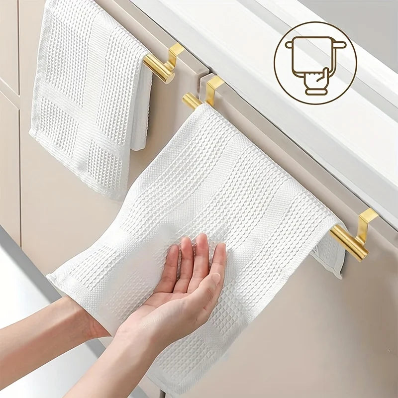 1pc Stainless Steel Towel Bar - No-Drill Wall Mount for Bathroom/Kitchen | Sleek Golden Finish, Easy Install Accessory