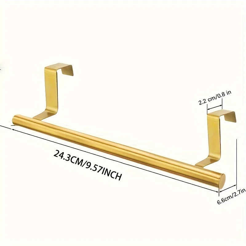 1pc Stainless Steel Towel Bar - No-Drill Wall Mount for Bathroom/Kitchen | Sleek Golden Finish, Easy Install Accessory