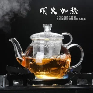 Heat Resistant Glass Teapot Clear Japaness Style Tea Pot with Infuser for Flower Chinese Puer Tea Portable Tea Kettle 400-1000ml