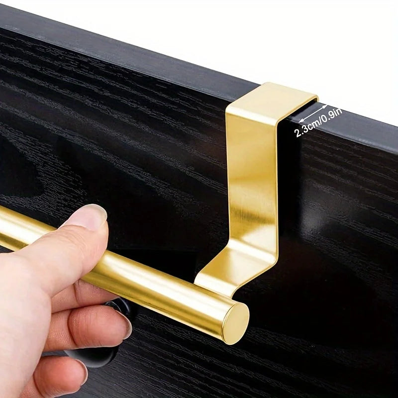 1pc Stainless Steel Towel Bar - No-Drill Wall Mount for Bathroom/Kitchen | Sleek Golden Finish, Easy Install Accessory