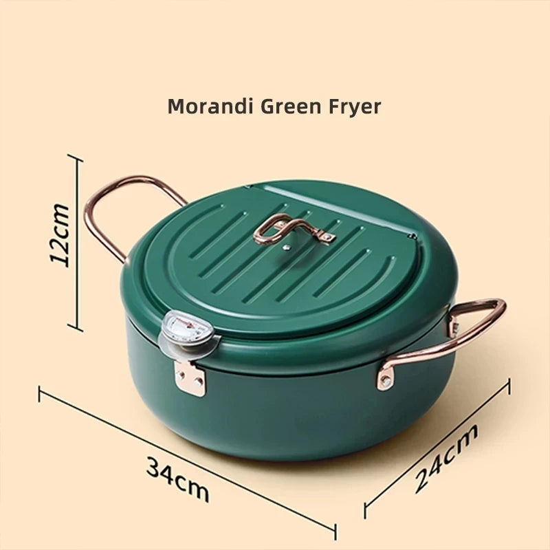 Kitchen Oil Frying Pot 304 Stainless Steel Induction Temperature Control Fried Fish Shrimp Chicken Pot Mini Fryer Pan Cooking