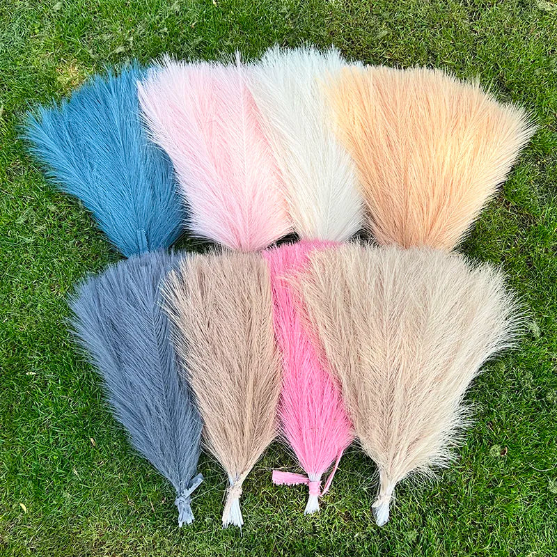 15pcs Artificial Reed Bouquet Pampas Grass Fake Plant Home Living Bedroom Flowers Vase Decor Reed Wedding Party DIY Decoration