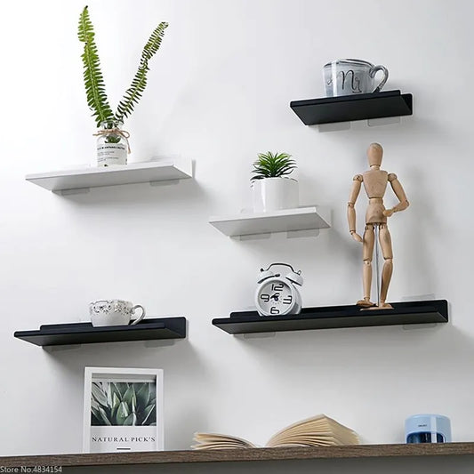 Floating Shelves on Wall Without Drill Room Decor Rack for Plants Flower Pot Artwork Bathroom Kitchen Furniture Organizers Metal