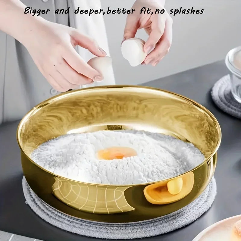 Stainless Steel Large Capacity Bowl, Suitable for Mixing Dough, Cleaning Vegetables, Stirring Salads, Easy To Clean