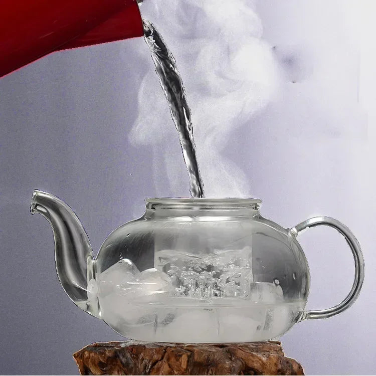 Heat Resistant Glass Teapot Clear Japaness Style Tea Pot with Infuser for Flower Chinese Puer Tea Portable Tea Kettle 400-1000ml
