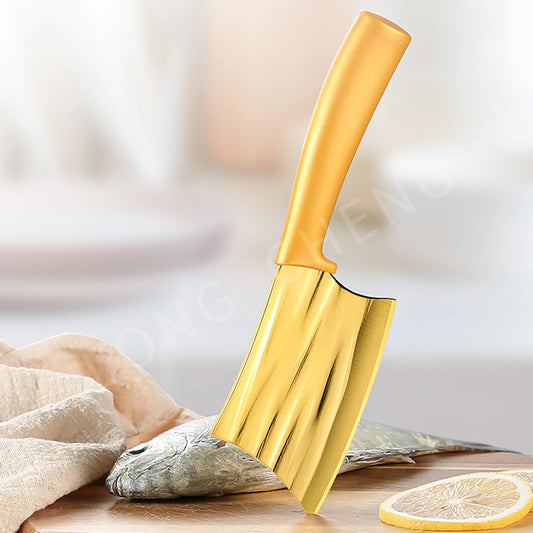 Dazzling Golden Kitchen Knives Stainless Steel Chef Knife Rainbow Fruit Vegetable Chopping Knife Fish Boning Knife