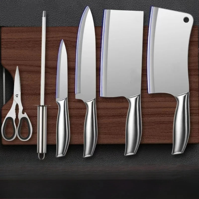 Gift Knife Sets Stainless Steel Blade Cooking Knive Sets with Chef,chopping,slicing Knife and Scissors,sharpener Kitchen Tools