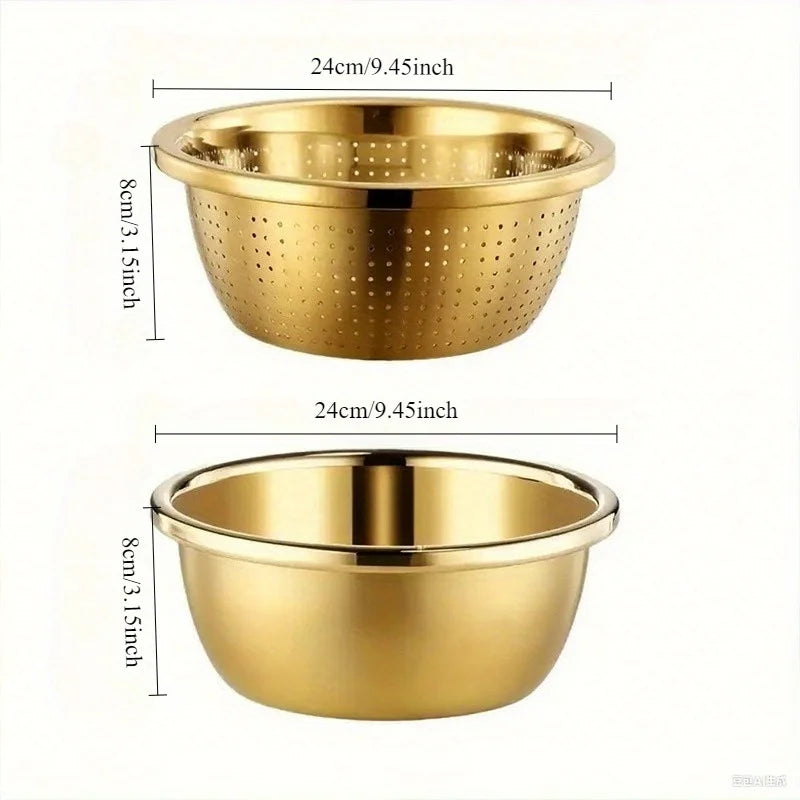 2PC Stainless Steel Strainer & Steamer Set | Dishwasher Safe for Rice Pasta Veggies | Rustproof Heavy Duty Space Saving Tools