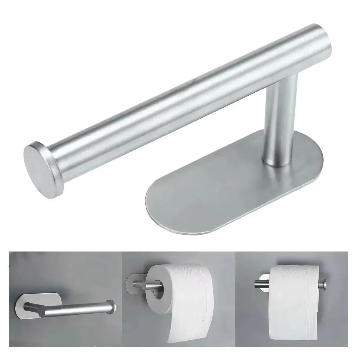 Self Adhesive Toilet Paper Holder Gold Stainless Steel Wall Mount No Punching Tissue Towel Roll Dispenser Bathroom Paper Hooks