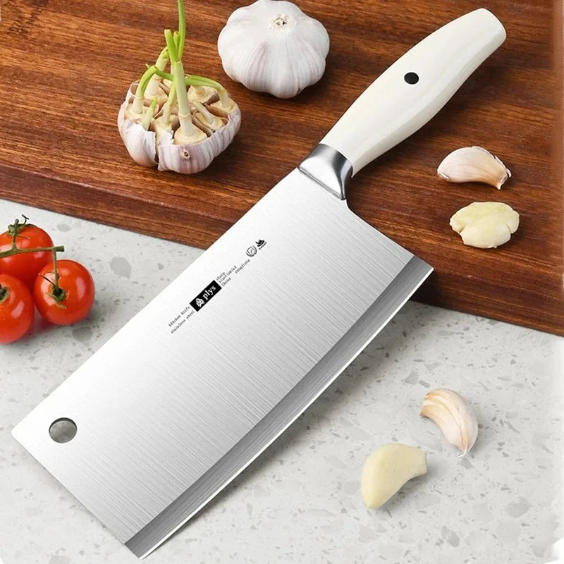 6-Piece Kitchen Knife Set with Sharpener & Storage-Stainless Steel Bone Cleaver, Chef & Fruit Knives,Complete Home Cutting Tools