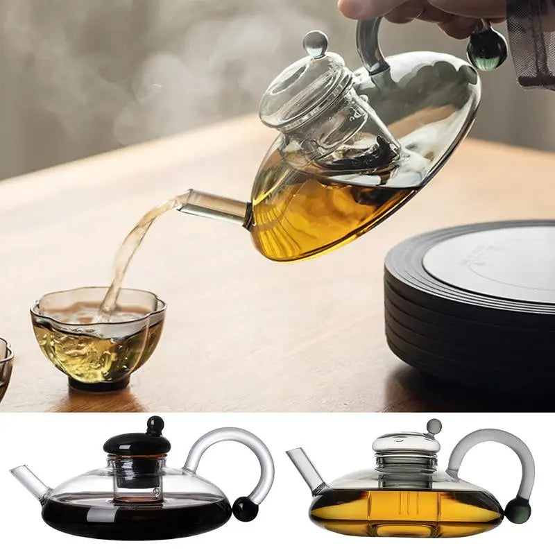 Glass Teapot with Infuser Glass Electric Kettle Glass Tea Kettle Hot Tea Maker with Handle and Tea Infuser