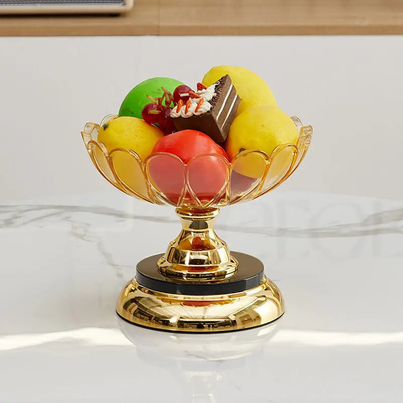 Light Luxury Style Multi Layered Rotating Crystal Fruit Plate Household use European Creative Multi-layer Crystal Storage Plate