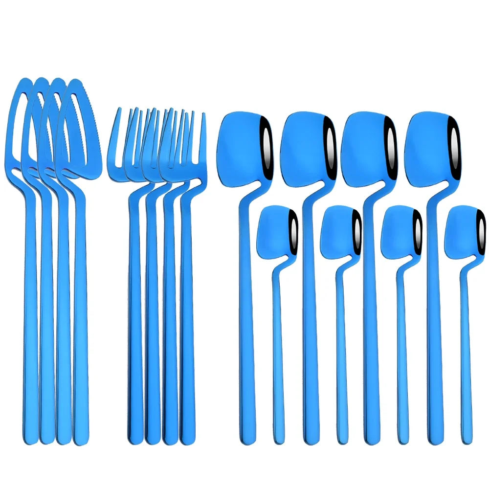 16Pcs Dinnerware Set Stainless Steel Cutlery Set Dinner Knife Fork Spoon Set Kitchen Flatware Western Tableware Party Set