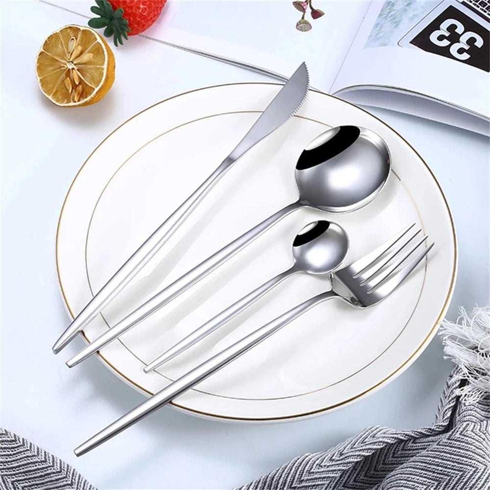 30Pcs Gold Tableware Set Cutlery Set Stainless Steel Cutlery Gold Fork Spoon Knife Silverware Set Banquet Luxury Dinnerware Set