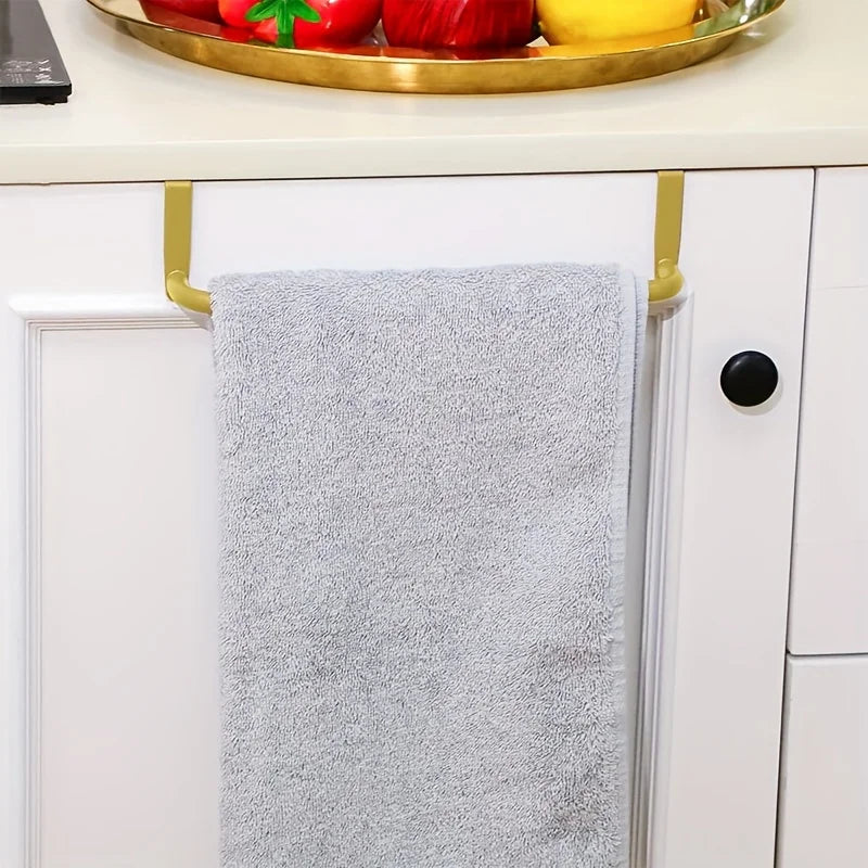 1pc Stainless Steel Towel Bar - No-Drill Wall Mount for Bathroom/Kitchen | Sleek Golden Finish, Easy Install Accessory