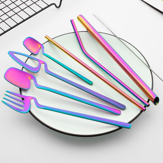 Stainless Steel Straw Combination Knife Fork Spoon